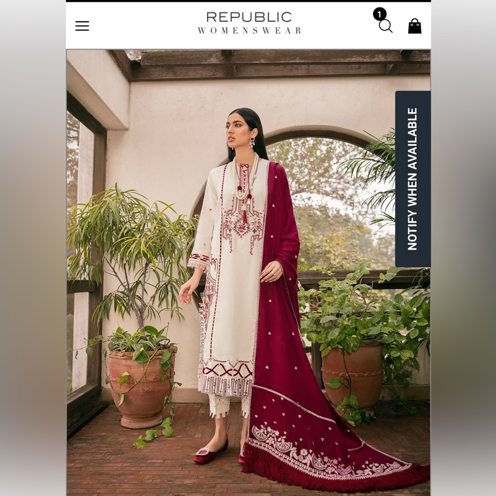 Pakistani designer Republic Womenswear 3 piece suit brand new unworn